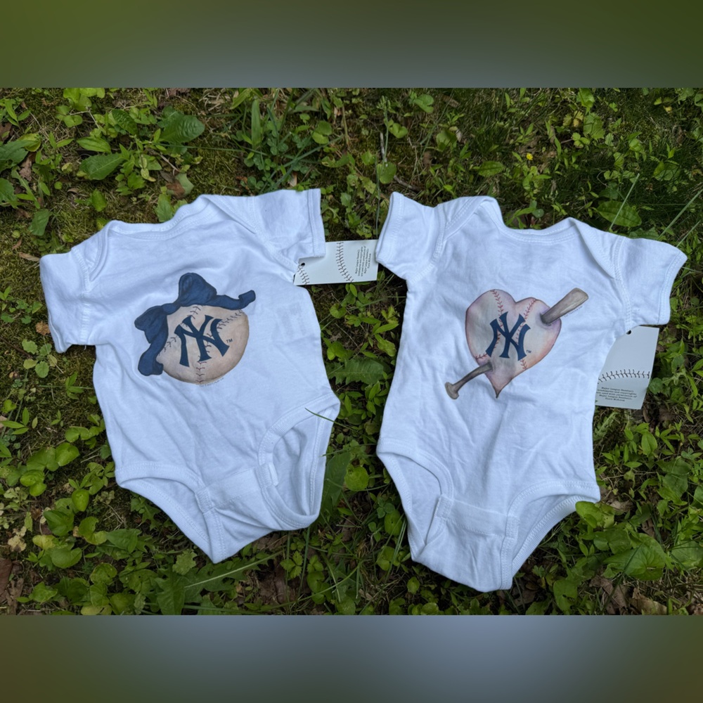 Tiny Turnip Yankees baby girl onesies set of 2